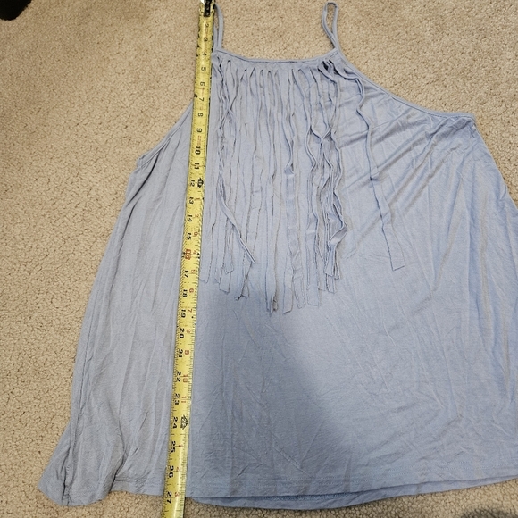 POL Pol Light Blue Sleeveless Fringe Tank Top M - Picture 8 of 8